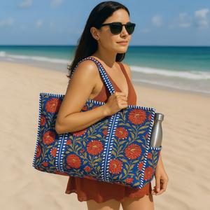 Bohemian Floral Canvas Tote <b>Bag</b> <b>Large</b> Capacity Durable <b>Storage</b> <b>Bag</b> for Travel Daily Use - Product Image 1