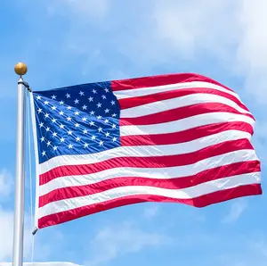 Bendera negara pabrik sulaman bendera nasional AS poliester kustom tahan lama 3x5 sulaman garis-garis negara Amerika bendera