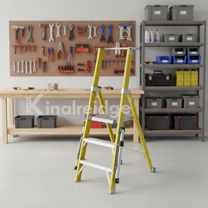 บันไดเคลื่อนที่คิงบริดจ์คุณภาพสูง 3 ขั้น สีเหลือง ทำจากไฟเบอร์กลาส ดีไซน์สำหรับงานอุตสาหกรรม พร้อมราวจับไฟเบอร์กลาสสำหรับงานอุตสาหกรรม - Product Image 2