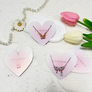 Carte de présentation de bijoux en forme de cœur irisée avec logo personnalisé pour boucles d'oreilles, colliers, pinces <span class=keywords><strong>à</strong></span> cheveux, en carton estampé <span class=keywords><strong>à</strong></span> chaud - Product Image 6