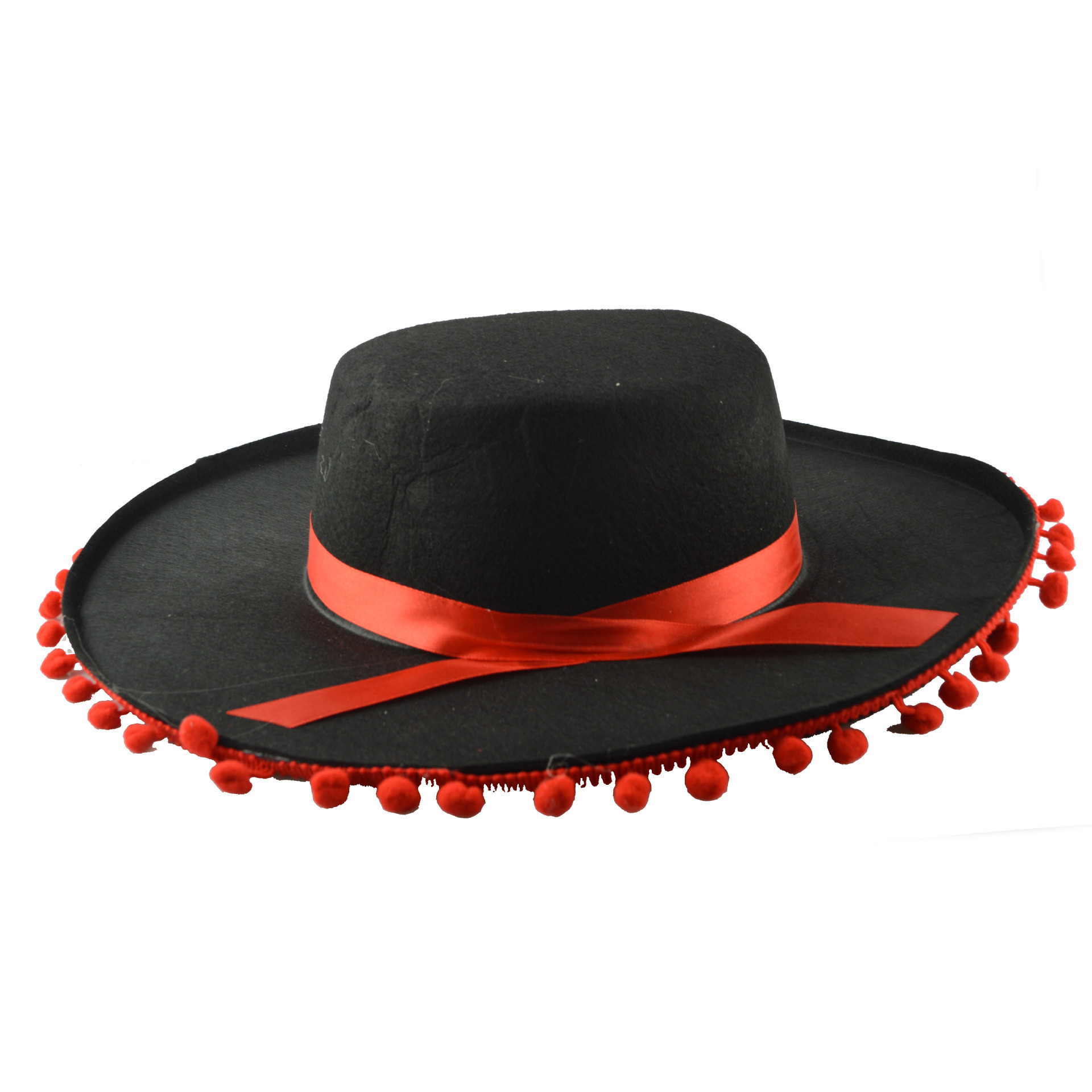 Black and Red Matador Spanish Bull Fight Sombrero Hat for 