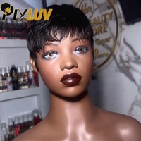 Rambut Asli India Virgin Hair Cuticle Aligned Glueless Pixie Cut Wig Rambut Manusia Wig Pixie Cut Pendek untuk Wanita Kulit Hitam