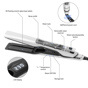 Lisseur Vapeur 2-en-1 avec Réservoir d'Eau en Céramique Flottante 3D, 10 Températures, Écran LCD, Pulvérisation Atomisée, <span class=keywords><strong>Fer</strong></span> Plat Anti-Dommages pour Salon - Product Image 4
