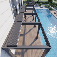 Pergola motorisée autoportante en aluminium robuste avec toit à lames rétractables pour villa, jardin ou cour arrière