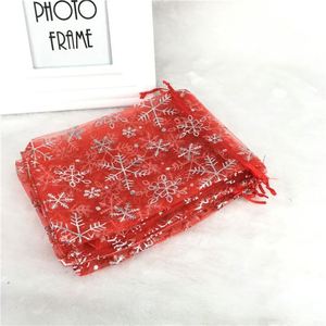 Merry Christmas Organza Gift Pouch 7x9cm White Snowflake Mesh <b>Bag</b> Xmas Ornament <b>Bag</b> Jewelry Earring Wrap for Festival Favors - Product Image 4