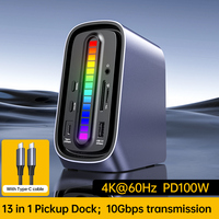 FEIXUAN nuevo diseño al por mayor USB C Hub 10Gbps 13 en 1 USB 3,1 adaptador con 3xType-C 100W y 3xUsb-A estación de acoplamiento para ordenador portátil