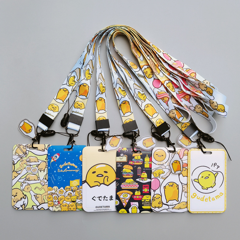 Campus Japanese Lovely Cartoon Gudetama Lanyards Card Holder Accessories Portable Customize Student Gift ID Name Badge Card Case Image 2