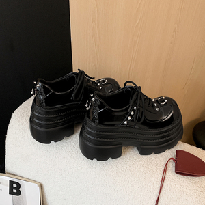 WETKISS Chaussures plateforme gothiques en cuir noir pour femme, style punk à clous, Oxford robustes, Y2K Lolita Creepers, escarpins plateforme pour femme - Product Image 4