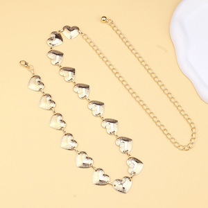 โซ่คาดเอวรูปหัวใจ สไตล์พังก์ สำหรับงานปาร์ตี้ เครื่องประดับแฟชั่น โลหะผสมสังกะสี สีเงิน ดีไซน์แบบพันรอบเส้นเดียว - Product Image 4