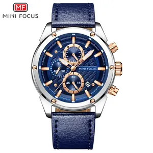 MINI FOCUS MF0161G hot sell popular Mens Watches Marine Quartz Ocean Blue Auto Date 3 dials Chronograph watch Relogio Masculino