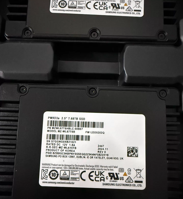 Enterprise Grade NVMe PCIE Gen5 SSD PM9D3A 7.68T MZWL67T6HBLC-00AW7 High Speed Low Latency Large Capacity Stable Durable Server