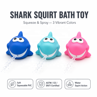Jouets aquatiques souples en PVC en forme de requin sans BPA, non toxiques, à presser et à pulvériser, animaux de bain flottants pour bébés et tout-petits, certifiés EN71 CE