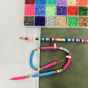 <strong>Clay</strong> Beads for Bracelet Making, 24 Colors Flat Round <strong>Polymer</strong> <strong>Clay</strong> Beads 6mm Spacer Heishi Beads with Pendant Charms Kit - Product Image 5