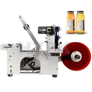 HZPK Semi Automatic Hot Sale Drink Adhesive Label Date Labeling Printing Machine For Round Bottles