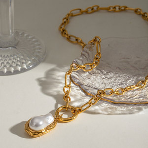 Collar con Colgante Personalizado de Acero Inoxidable 316L, Chapado en Oro PVD de 14K y 18K, Joyería Fina de Moda, Collar de Perlas al por Mayor para Mujer - Product Image 3