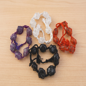 สร้อยข้อมือเชือกสีม่วงประดับคริสตัลอเมทิสต์ทรงกลมทำมือ  งานฝีมือหินกึ่งมีค่าธีมพุทธศาสนา สำหรับวันขอบคุณพระเจ้า - Product Image 5