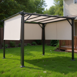 Gazebo Pergola con Telaio in Metallo 10 x 10 Piedi, Tettoia per Esterni Beige - Product Image 2