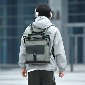15.6" Large Waterproof Eco-Friendly Nylon Zipper Closure Portable Unisex <b>Backpack</b> Arcuate Shoulder <b>Strap</b> Large Capacity - Product Image 5