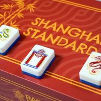 Juego de Fichas de Mahjong Americanas de Acrílico con Diseño de Panda Gigante Chino, Clásico Estampado Oriental de Panda en Bambú, Borde Blanco y Azul en Relieve