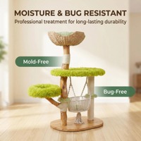 Structure d'escalade pour chat en bois naturel, grand modèle, luxe classique moderne, avec lit moelleux, écologique, montage facile, emballage carton tressé