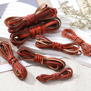 Jumao Genuine <b>Leather</b> Rope Flat Cowhide Strip 2 Meter Pack DIY Jewelry Making Material Handmade Bracelet Necklace Craft Supply - Product Image 1