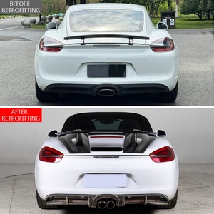2012-2016 981 Modificación de coche, actualización de parachoques trasero, alerón trasero de fibra de carbono, kit de carrocería para Cayman Boxster 981C - Product Image 2