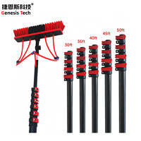 HOFI HC-3507 Perche télescopique en fibre de carbone de 9 m pour le nettoyage des panneaux solaires et des vitres, brosse de lavage extérieure multi-usages écologique