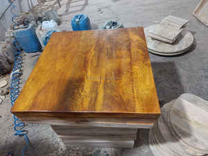 Modern Farmhouse 6-Seater Dining <b>Table</b> Solid Sheesham Wood Conference <b>Table</b> with Metal <b>for</b> Living Room Furniture - Product Image 4