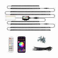Kit d'éclairage intelligent pour châssis de véhicule, éclairage sous châssis RGB+IC DC12V pour contrôle à distance/application, étanche IP65, aluminium LED