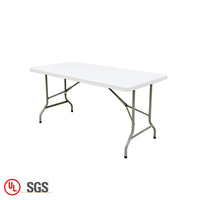 Table de salle à manger de restaurant en plastique HDPE blanc Table pliante rectangulaire de mariage de jardin extérieur de 180cm