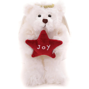 Ours en peluche de haute qualité avec des ailes blanches et un <span class=keywords><strong>halo</strong></span>, tenant une étoile avec l'espoir, la paix et le plaisir, cadeaux en peluche douce pour Noël - Product Image 1