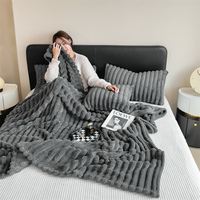 Tricoté Moelleux Fausse Fourrure Doux Chaud En Peluche Flanelle Polaire Jette Couverture pour Canapé Canapé Lit Décorer Logo Personnalisé Paquet Usine