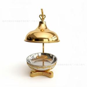 Réchaud à alcool suspendu Teardrop Lid Buffet Stove 8L en acier inoxydable doré pour service de buffet d'hôtel - Product Image 5