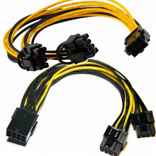 GPU PCI E Express PCIe PCI-E 6 Pin 8 Pin to 2 X Dual 8 Pin 6+2 Male Graphics Video Card Splitter Extention Power Supply Cable