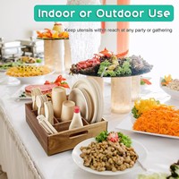 Support de rangement élégant en bois de haute qualité pour table à manger, avec compartiments divisés, idéal pour pique-nique en extérieur