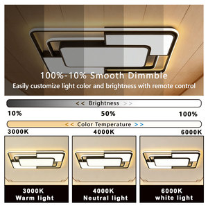 Lámparas de Techo LED Modernas de Lujo para Decoración del Hogar, Cubierta Acrílica Blanca o Negra Simple, Control Remoto, Hierro, para Dormitorio, Sala de Estar, Estudio - Product Image 2