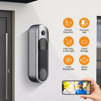 Nouvelle sonnette vidéo intelligente HD WiFi alimentée par batterie avec zoom optique 10x-20x, interphone sans fil pour la maison, stockage de données sur le cloud JIUBEI