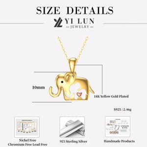 Collar con Colgante <span class=keywords><strong>de</strong></span> Elefante Madre e Hijo en Plata <span class=keywords><strong>de</strong></span> Ley 925 Chapada en <span class=keywords><strong>Oro</strong></span> <span class=keywords><strong>de</strong></span> 18k al por Mayor <span class=keywords><strong>para</strong></span> Mujer, Regalo del Día <span class=keywords><strong>de</strong></span> la Madre, Joyería Personalizada - Product Image 5