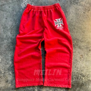 Sweatsuit Manufacturer Custom Heavyweight Oversized Acid Wash <b>Tracksuit</b> Red Baggy Sweatpants and Hoodies Set for Men - Product Image 3