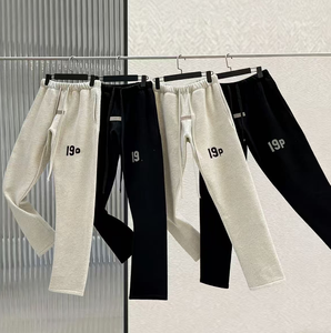 Pantalon de survêtement évasé pour homme, en molleton épais, style Hip Hop, gaufré, pour l'entraînement et la gym, avec doublure en satin, vente en gros OEM - Product Image 1