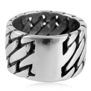 Men's <b>Titanium</b> Steel Wide <b>Chain</b> Ring Silver Geometric Punk Style Motorcycle <b>Chain</b> Jewelry 213050 - Product Image 5