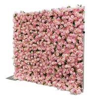 Mur de fleurs artificielles roses de 2,4 m x 2,4 m en gros pour décoration de mariage, toile de fond en rouleau pour la Saint-Valentin