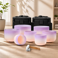 Ensemble de bols chantants en cristal de quartz REMA 432Hz, pureté 99,99 %, 7 pièces, 6-14 pouces, CDEFGABC # D # F # G # A #   Méditation sonore par les tons 2
