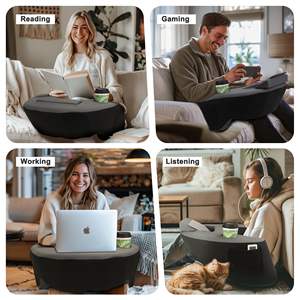 Almofada De Leitura De Espuma De Memória Macia 2 Pockets Laterais Cup Holders Almofada Confortável Gaming Lap Rest Bed Uso Do Hotel Massagem Elegante - Product Image 4