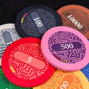 Fichas de Póker de Casino con Grabado Ondulado Personalizadas al por Mayor, 12g, 43mm, Cerámicas, con Patrón Griego, para Sala de Póker Texas Hold'em - Product Image 2
