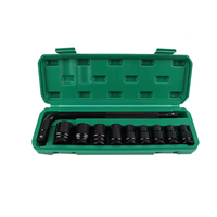 Jeu de douilles à chocs hexagonales de 1/2 pouce, 10 pièces, tailles métriques 8-24 mm, acier au chrome-vanadium, outils de réparation automobile manuels avec étui rigide