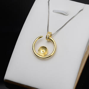 Collier pour femme en argent S925 avec pendentif semi-circulaire et 9 à 11 perles, bijoux personnalisés, accessoires de bricolage, support vide - Product Image 4