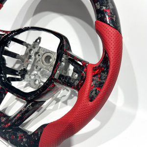 Volant en cuir perforé rouge avec fibre de carbone forgée rouge pour Honda Civic 11e génération CR-V 6e génération Pièces de voiture Livraison directe Sport - Product Image 2