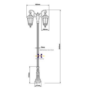 Lampadaire de jardin extérieur en fer avec abat-jour en verre LED, lumière blanc chaud 2700K, IP66, ampoule A19 non amovible, alimentation solaire AC 220V avec détecteur de mouvement - Product Image 4