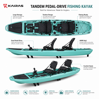 Kayak de pêche tandem à pédales de 4,5 m en HDPE, double siège, avec porte-canne pour la pêche en plein air